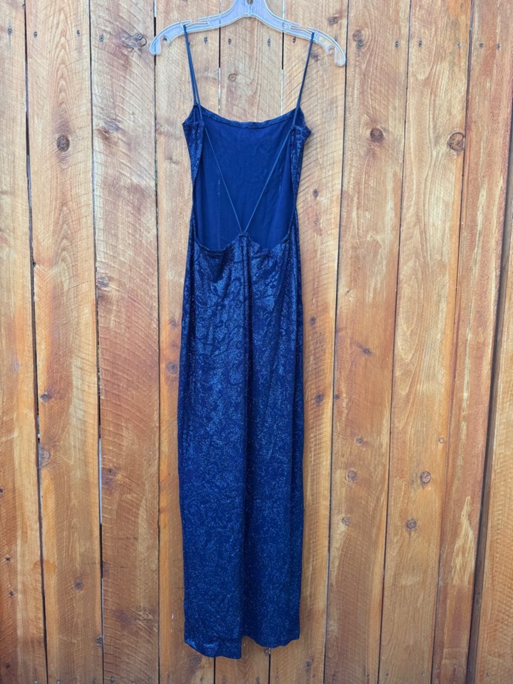 MASQUERADE Dark Blue Floral Sparkles Slit in Back Formal Evening Dress - M - Picture 8 of 17